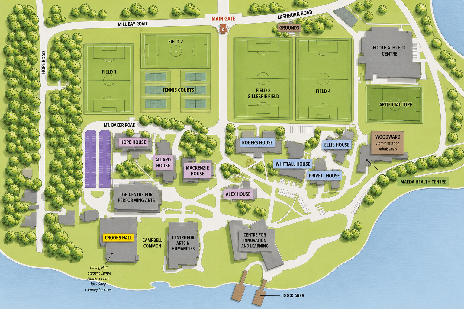 Brentwood College School campus map